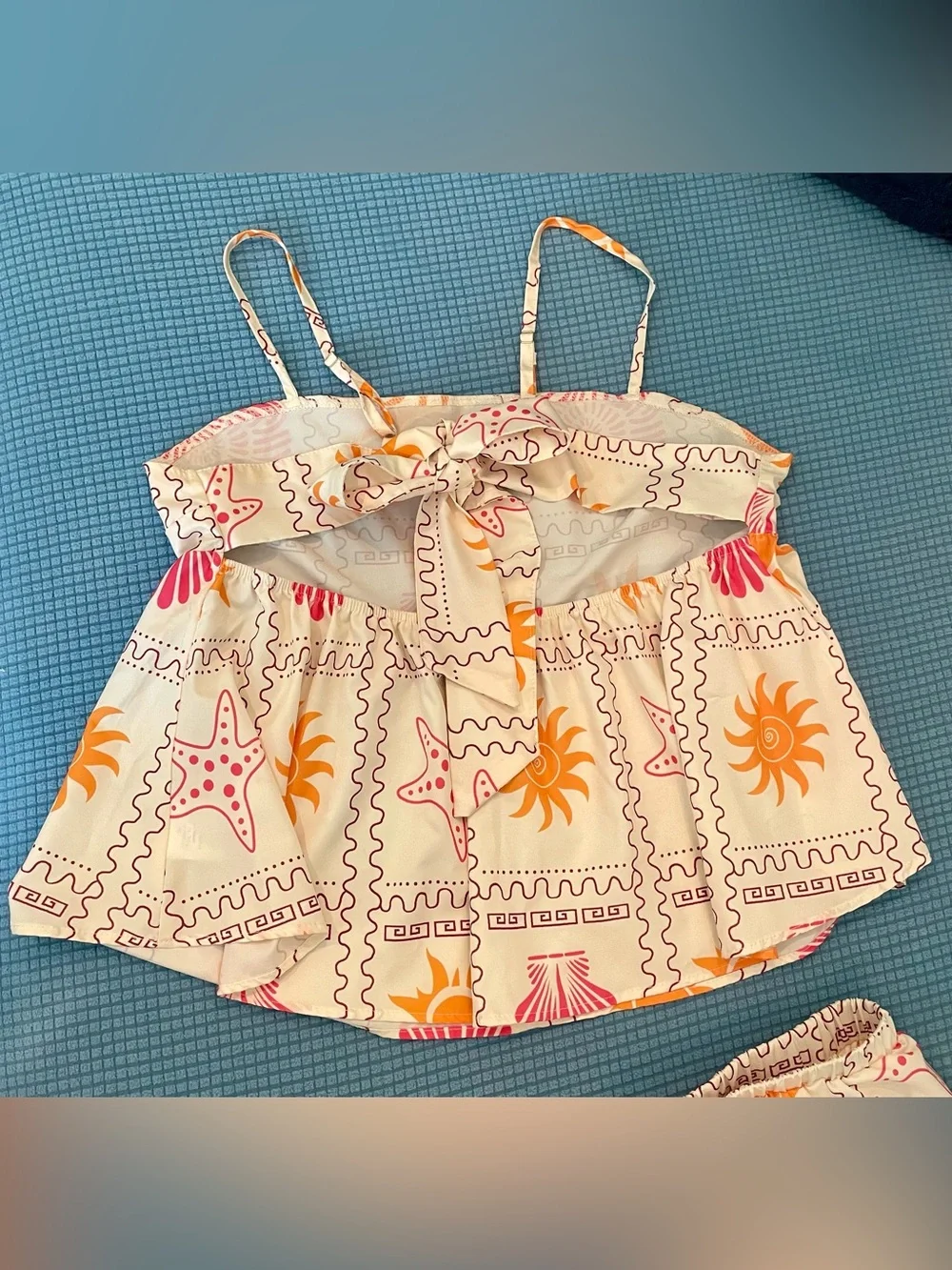 2-Piece Coastal Print Tank Top & Shorts Set – Size Medium